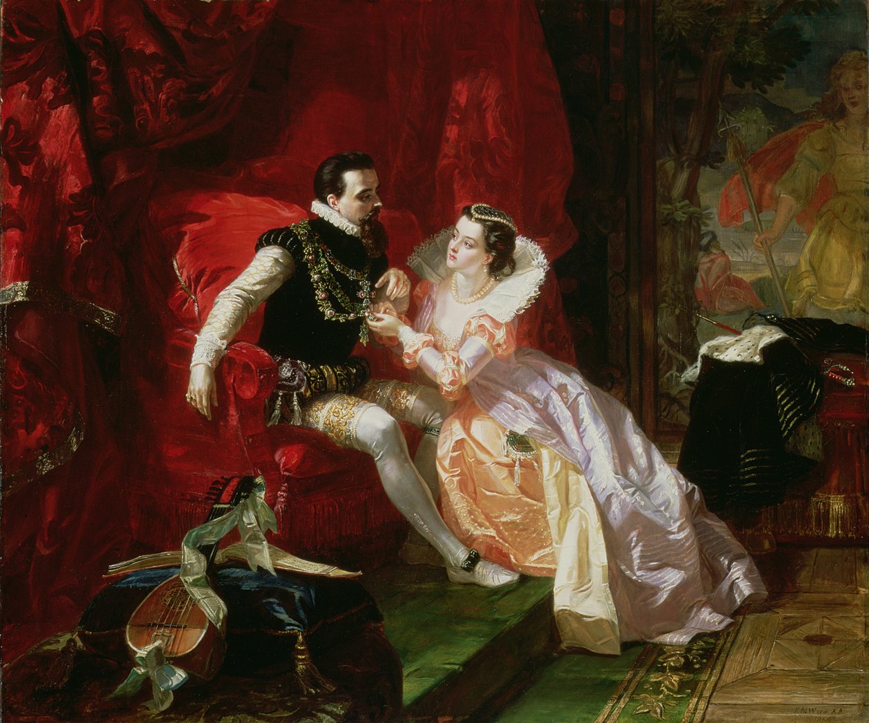 莱斯特和Amy Robsart在Cumnor Hall，1866年 作者 爱德华·马修·沃德