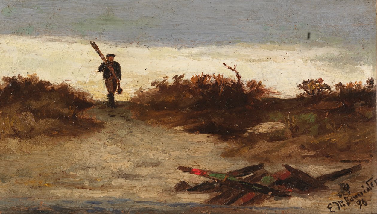 水边的渔夫，1886年。 作者 爱德华·米切尔·班尼斯特