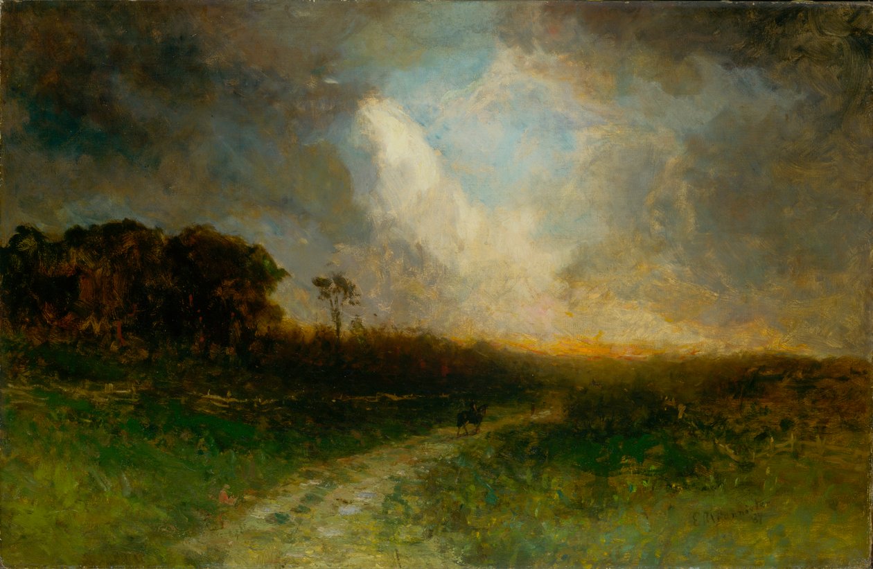 无题风景，骑马的人，1884年。 作者 爱德华·米切尔·班尼斯特