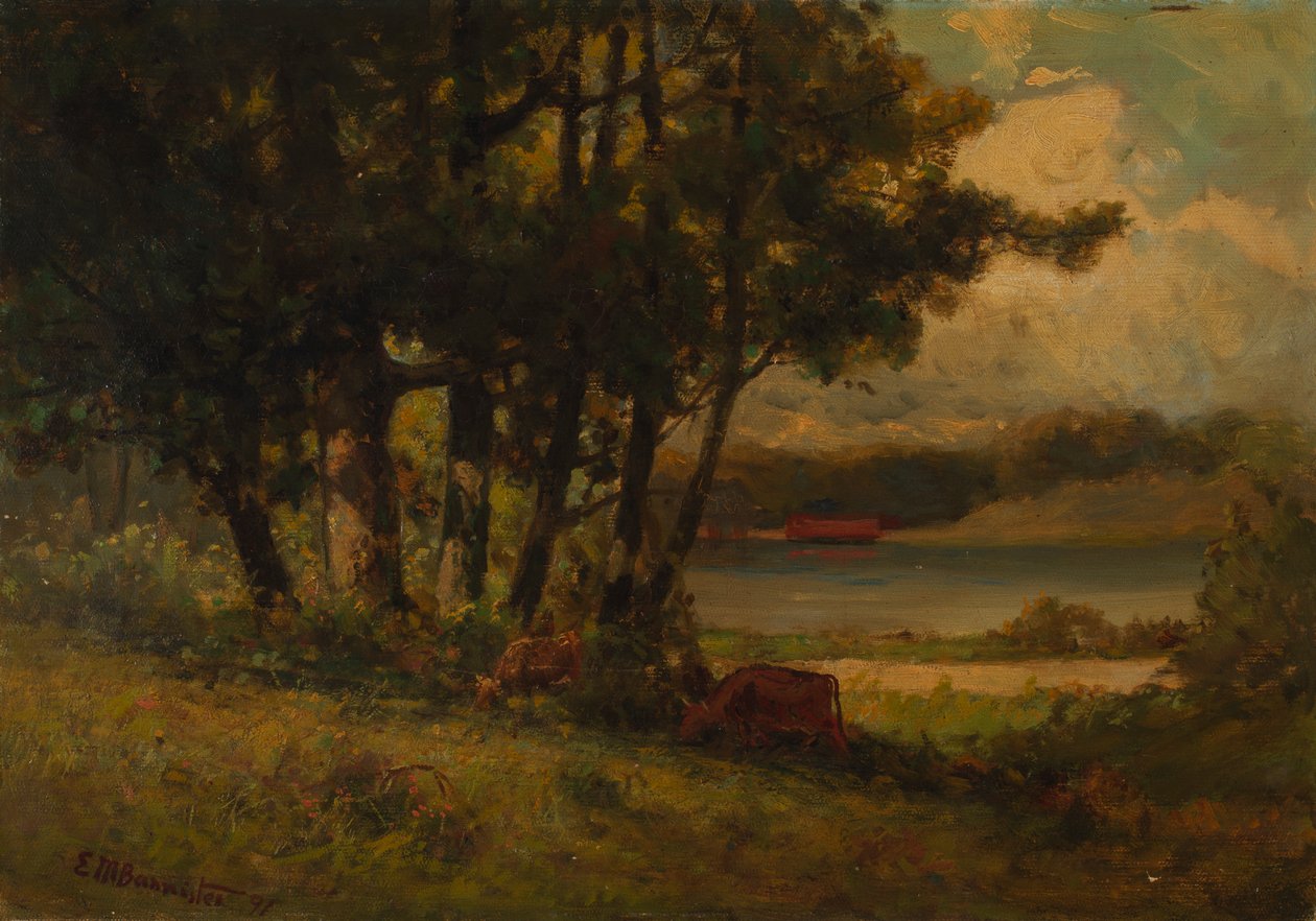 无题风景，牛在河边吃草，1891年。 作者 爱德华·米切尔·班尼斯特