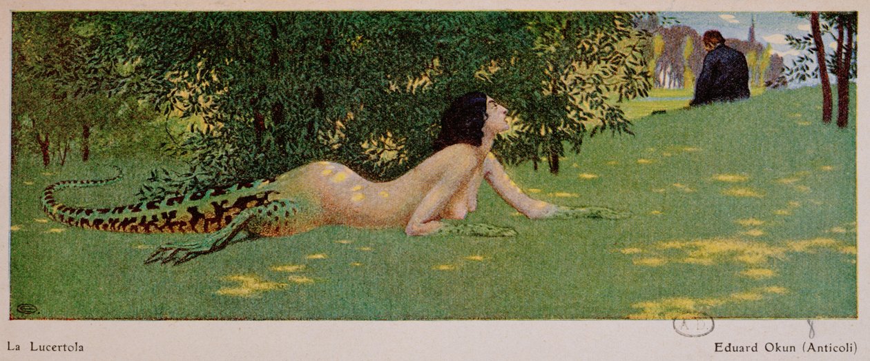 Lucertola（半女，半绿蜥蜴），1908年 作者 爱德华·奥昆