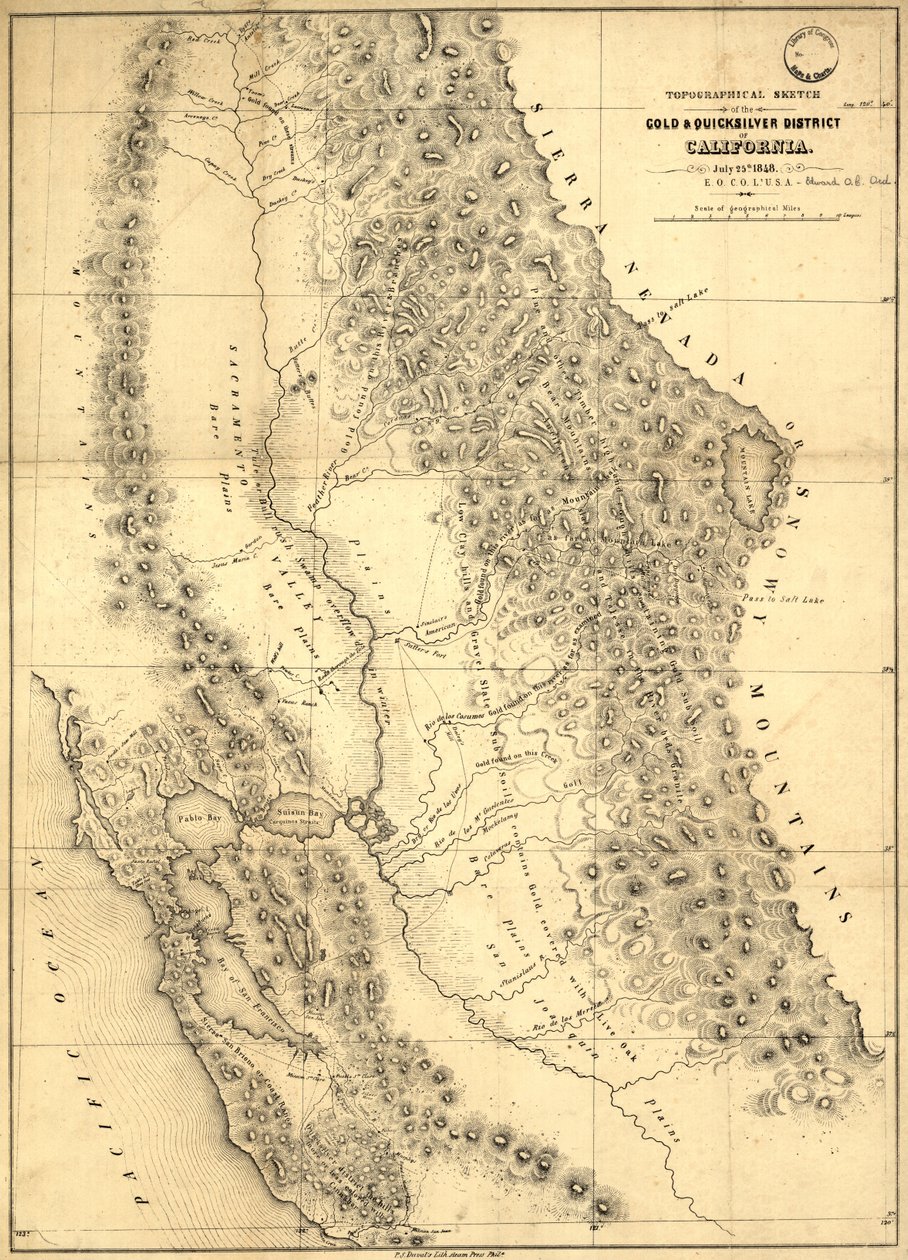 1848年加州黄金和水银地区的地形草图 作者 爱德华·奥索·克雷萨普·奥德