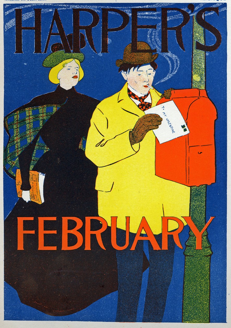 Science. Communication. Post. The Valentine letter, Poster by Penfiel for the magazine Harper