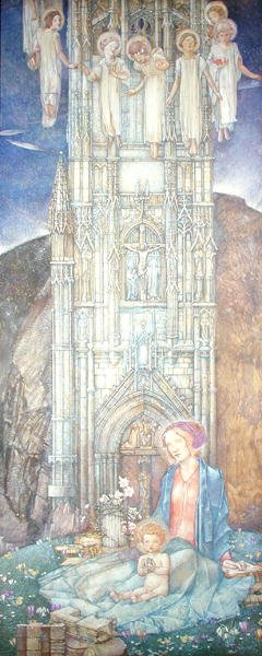哥特式塔楼（纸上粉笔画） 作者 爱德华·雷金纳德·弗兰普顿