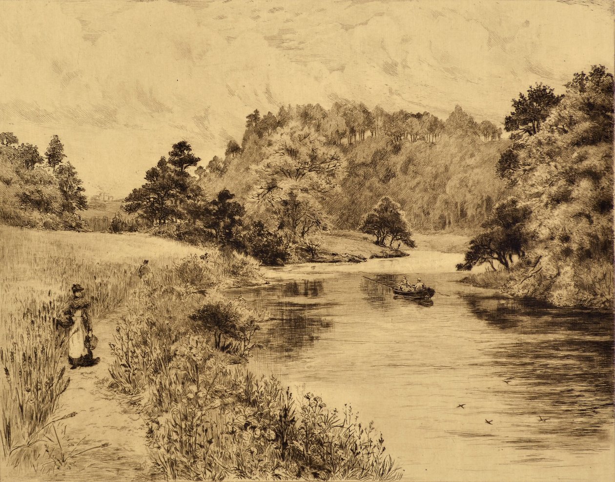 磨损：达勒姆附近的磨损，c.1880（蚀刻） 作者 爱德华·斯洛姆贝