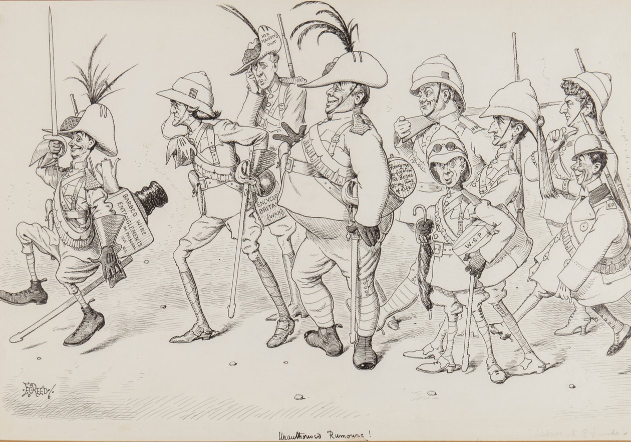 Dan Leons Light Horse，包括Henry Irving，Beerbohm Tree，RB，WS Penley，Forbes Robertson和EP的漫画，1902年11月Punch 作者 爱德华·坦尼森·里德