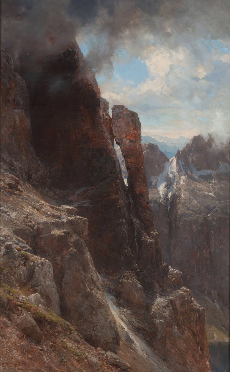 多洛米蒂风景，1874至1880年间。 作者 爱德华·西奥多·康普顿
