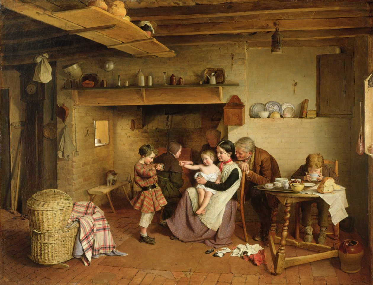 一个小屋场景，1855年 作者 爱德华·汤普森·戴维斯