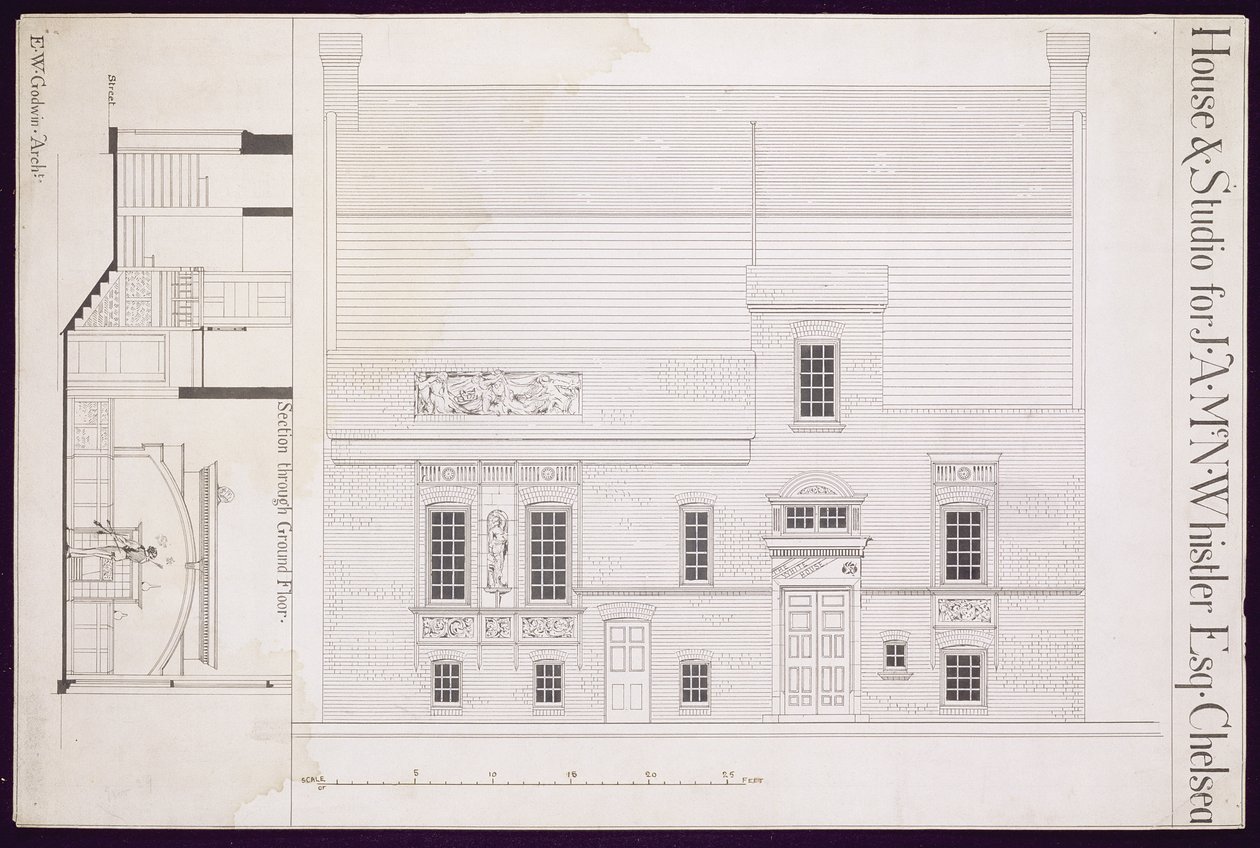 为JAM Whistler Esq设计House and Studio，切尔西，1877-78（另见176477） 作者 爱德华·威廉·戈德温