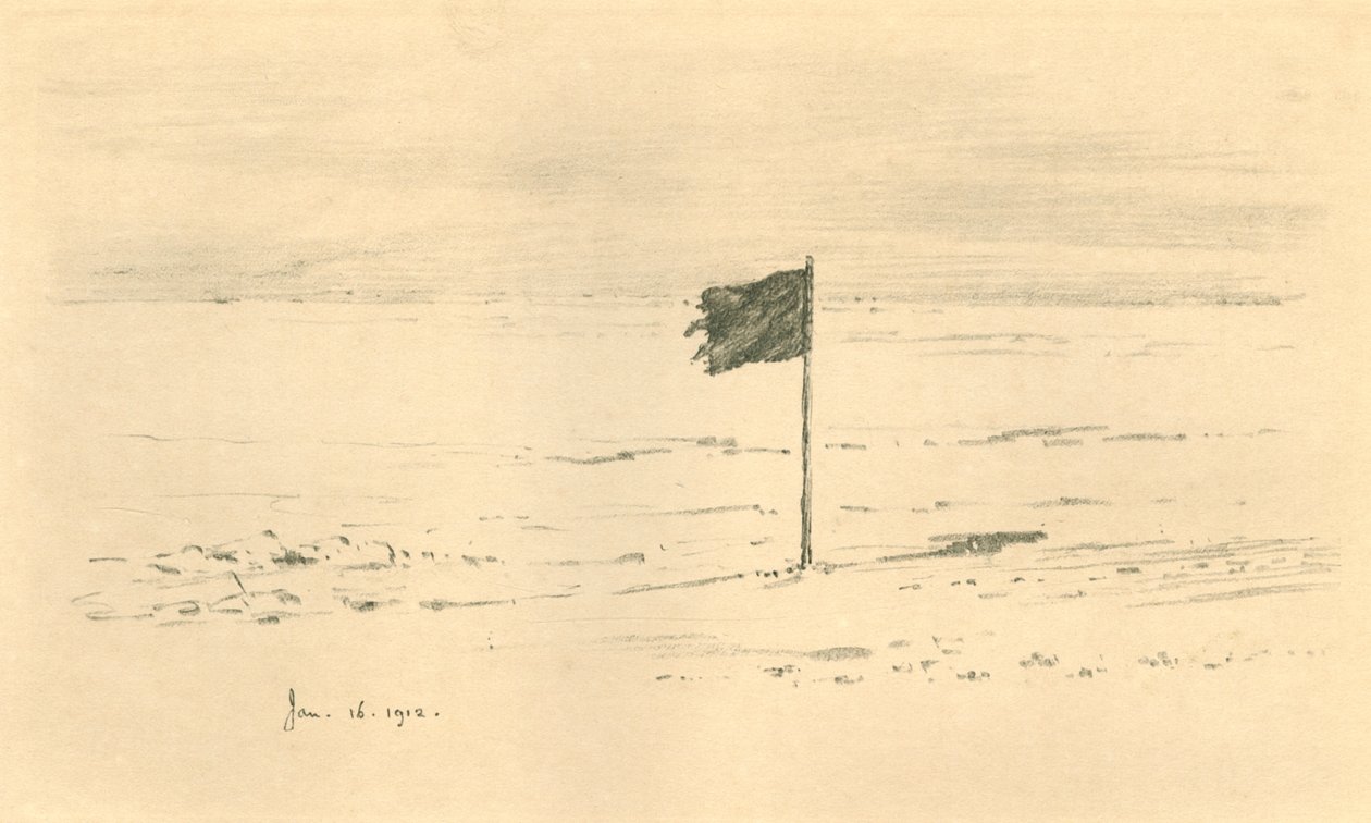 黑旗营。 -距南极几英里之内的阿蒙森斯黑旗，1912年，1913年 作者 查尔斯·爱德华·威尔逊