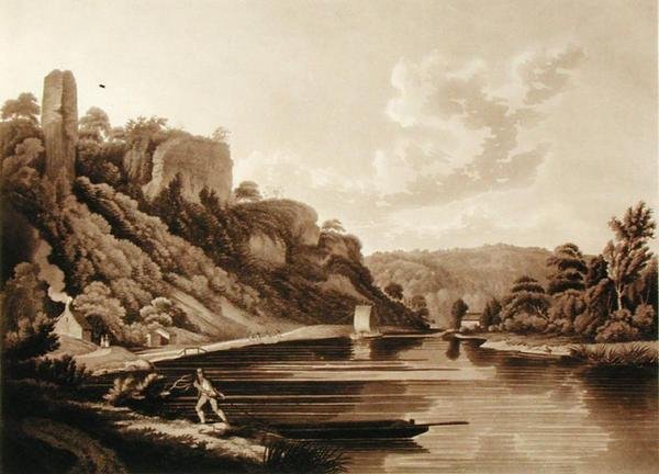 在Wye河上的新堰的视图，从Wye河的视图看板11，由F. Jukes雕刻，1800（aquatint） 作者 爱德华（之后）戴斯
