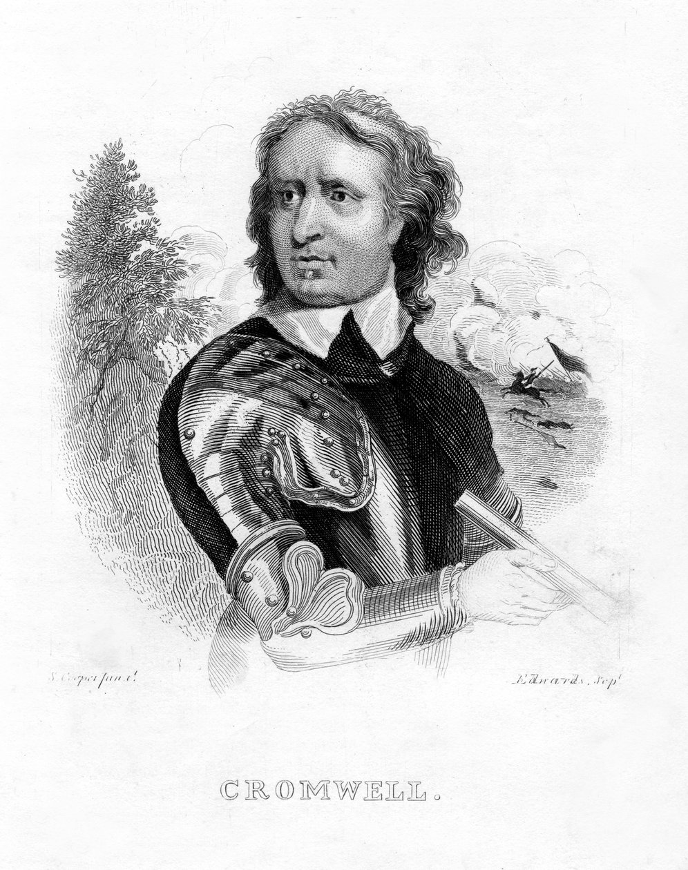 奥利弗·克伦威尔（Oliver Cromwell），英国军事领导人和政治家，十九世纪 作者 爱德华兹