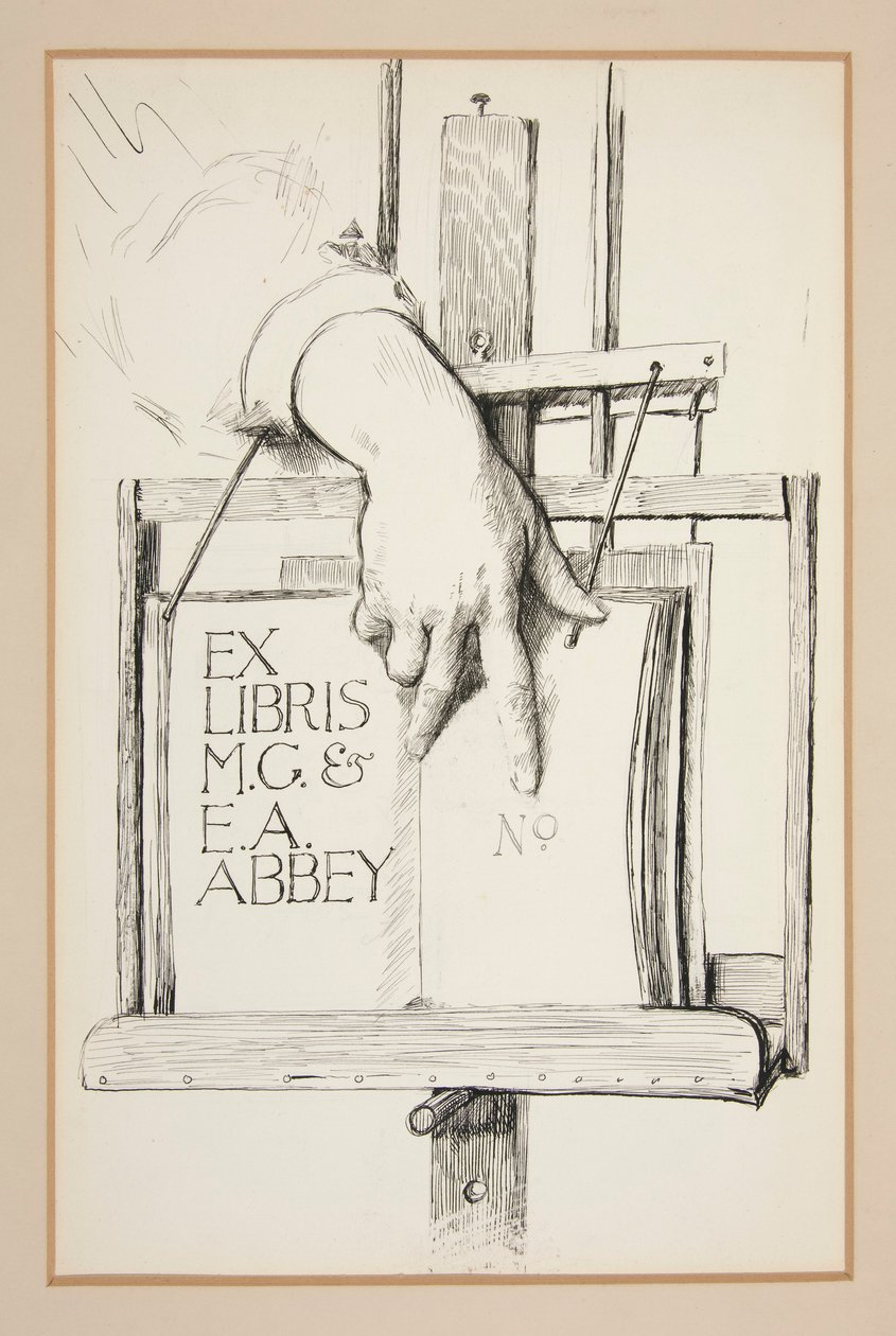 Ex Libris 的草图：M.G. & E.A. Abbey 作者 埃德温奥斯汀修道院