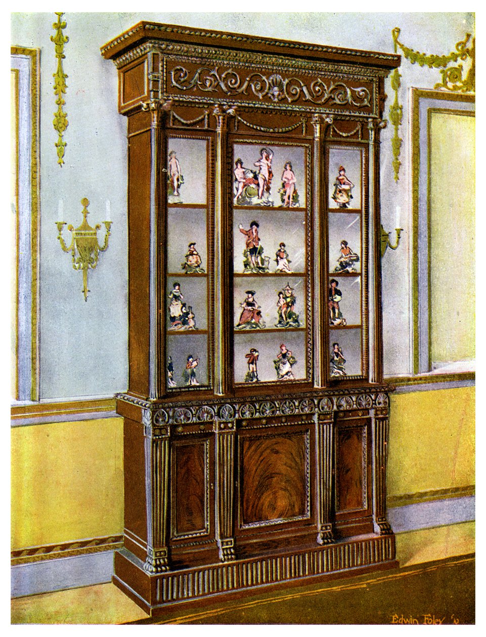 雕刻的红木中国案，受亚当兄弟（Adam Brothers）的影响，1911-1912年。 作者 埃德温·佛利