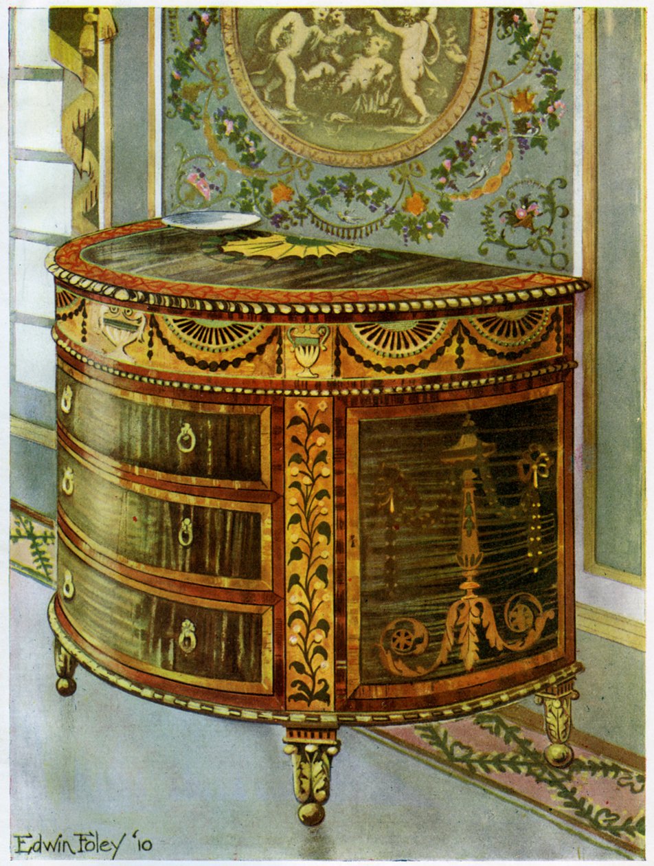 镶嵌有缎面坐便的缎木马桶，1911-1912年。 作者 埃德温·佛利