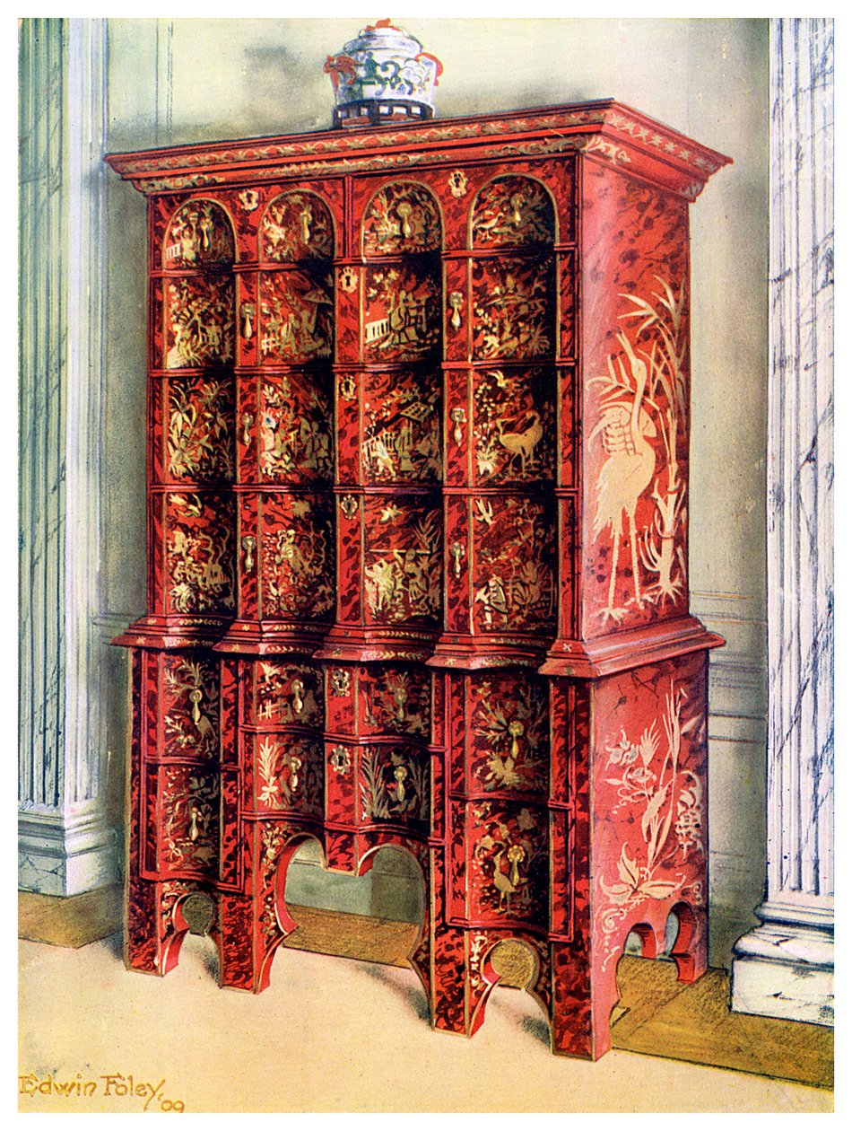 红色和镀金漆双抽屉，1910年。 作者 埃德温·佛利
