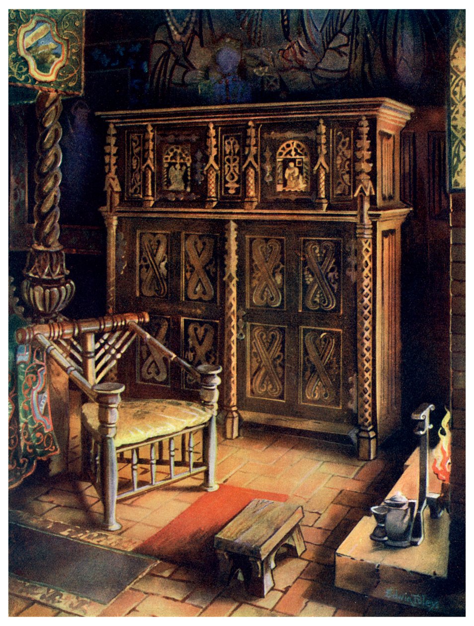 The Kings Room Oxburgh Hall，诺福克，1910年。 作者 埃德温·佛利