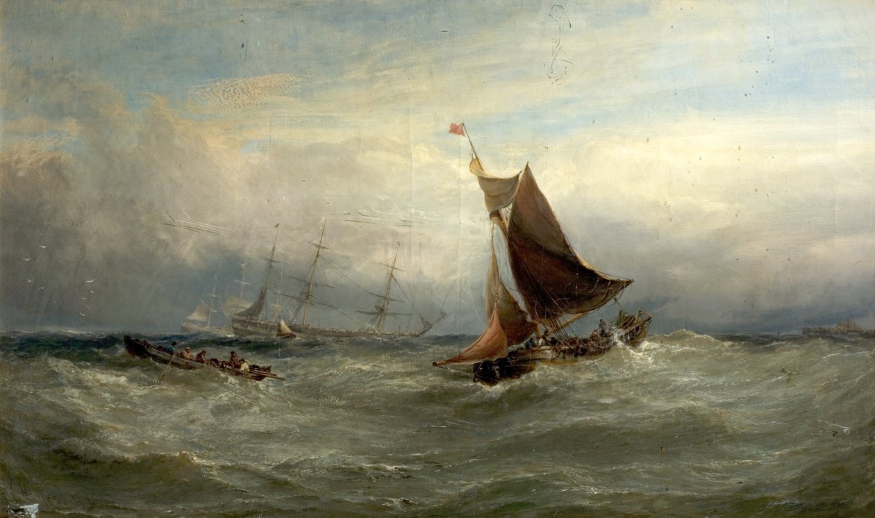 1875年，比利时奥斯坦德的大风船 作者 埃德温·海斯（Edwin Hayes）