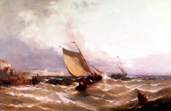 海岸线上的渔船 作者 埃德温·海斯（Edwin Hayes）