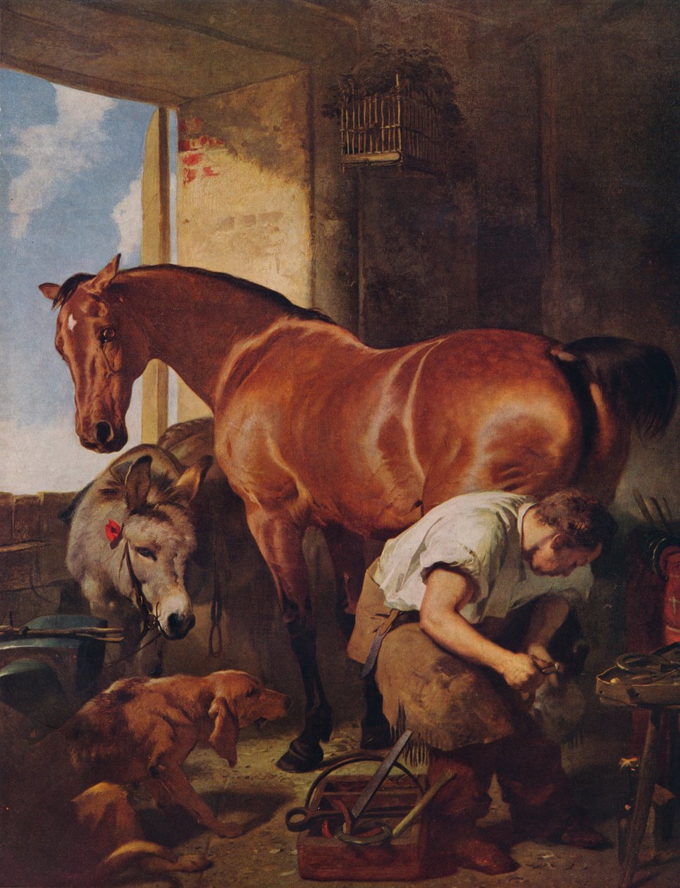 擦鞋（Shoeing），1844年，1938年 作者 埃德温·兰瑟