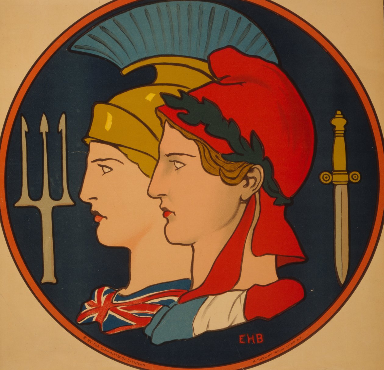 法国和英国的象征，1917年 作者 埃德温·霍兰·布拉德菲尔德