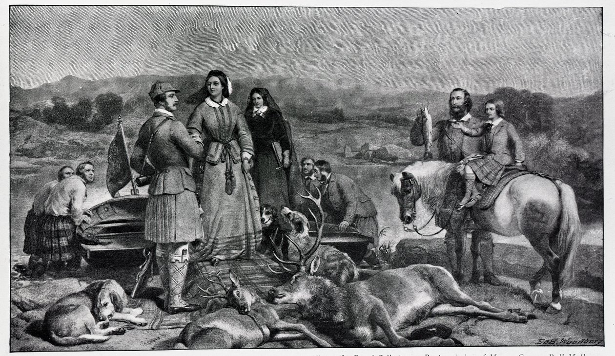 维多利亚女王在1850年的绘画之后降落在Loch Muick 作者 埃德温·兰瑟
