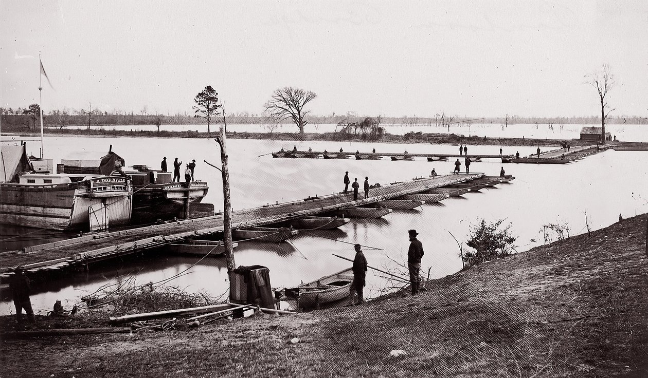 浮桥，1861-65。 作者 埃格伯特·盖伊·福克斯