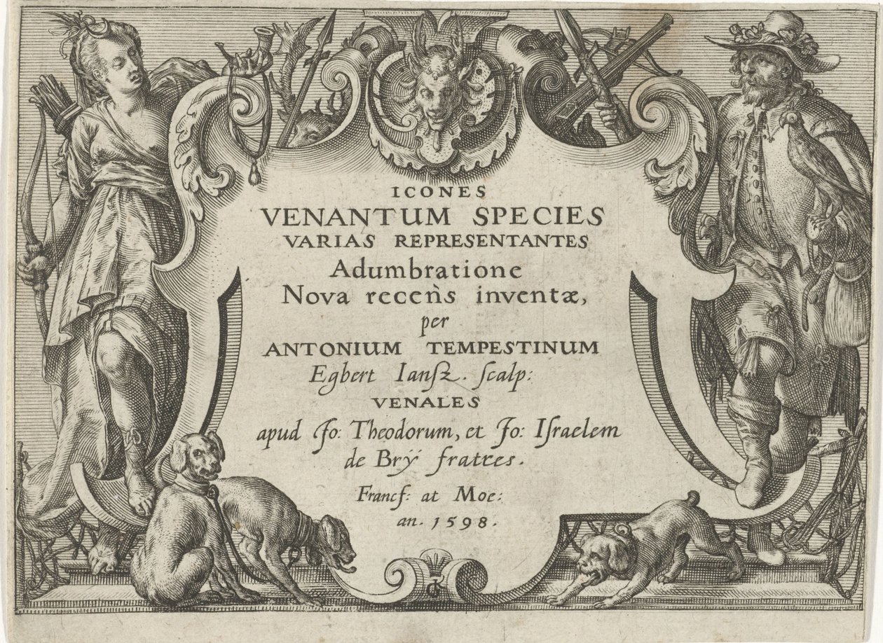 狩猎场景系列标题印刷品
狩猎场景（系列标题）
Icones Venantum Species Varias Representantes（实物上的系列标题） 作者 埃格伯特·扬斯。