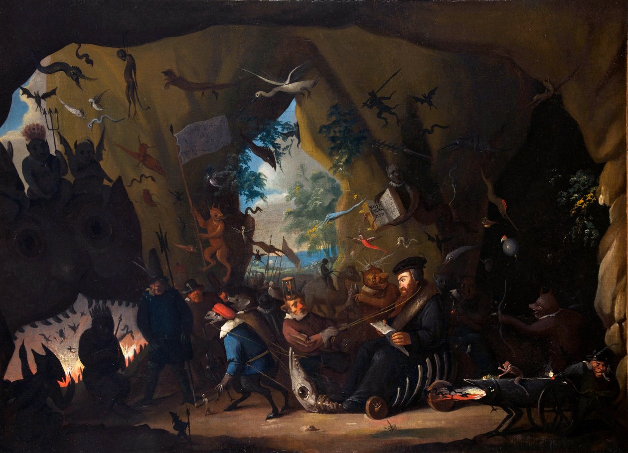 Jean Calvin en enfer - 地狱中的加尔文 - Jean Calvin ( Calvinus, Cauvin) (1509-1564) francais reformateur et ecrivain - Peinture de Egbert van Heemskerk II ou le Jeune (1676-1744) - ca 1705 - Oil on canvas - 日内瓦国际宗教改革博物馆 作者 Egbert van II The Younger Heemskerk