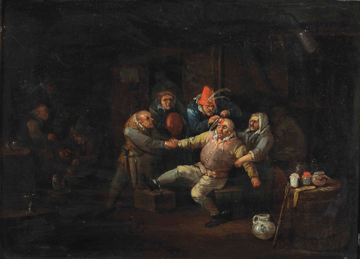 外科医生的就诊（面板油画） 作者 Egbert van II The Younger Heemskerk