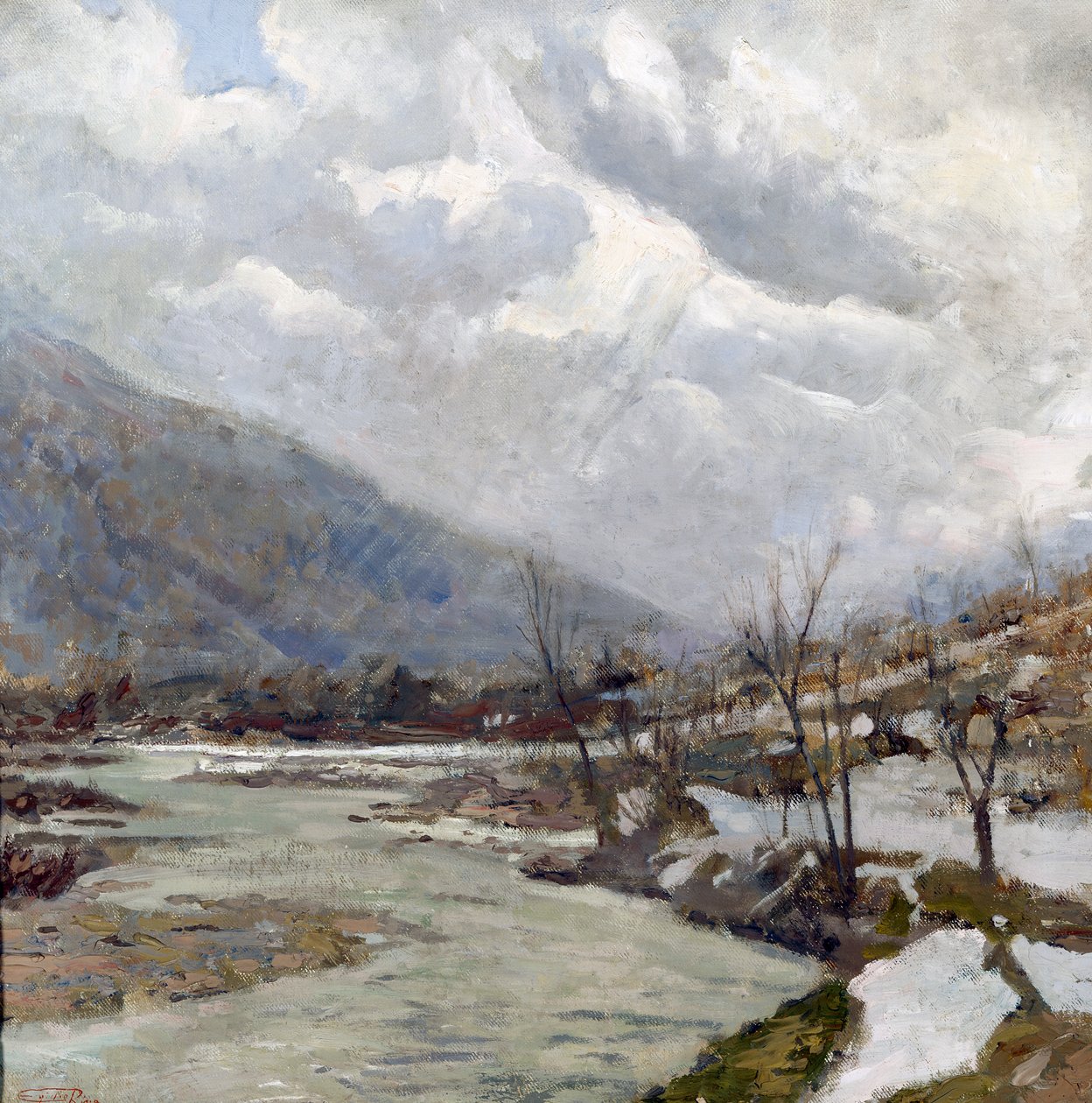 阳光》，埃吉迪奥-里瓦（1866-1946 年）的画作，布面油画，74x74 厘米，意大利，20 世纪 作者 埃吉迪奥·里瓦