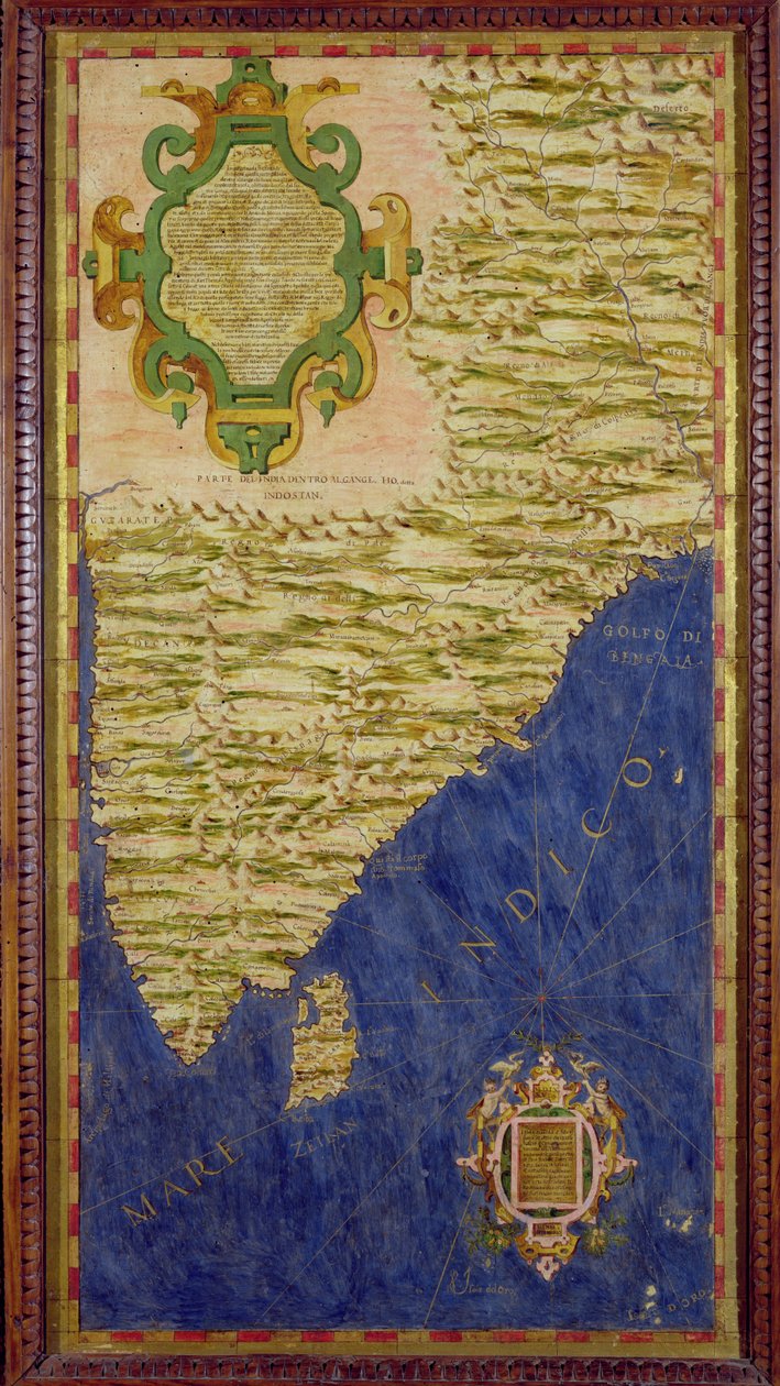 印度和锡兰地图，来自&39;Sala delle Carte Geografiche&39;（地理地图大厅）c.1570 作者 伊格纳齐奥·丹蒂