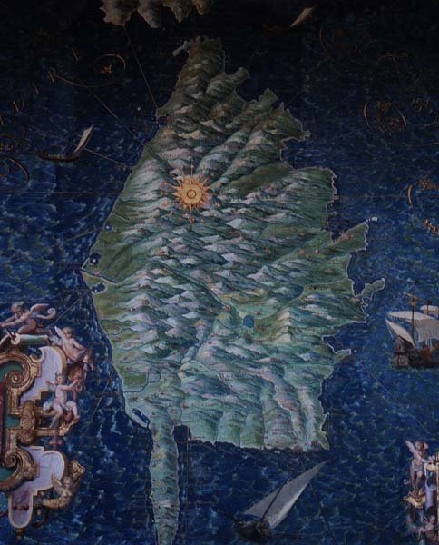 科西嘉，"Galleria delle Carte Geografiche "中的细节。 作者 埃尼亚齐奥·丹蒂（Egnazio Danti）