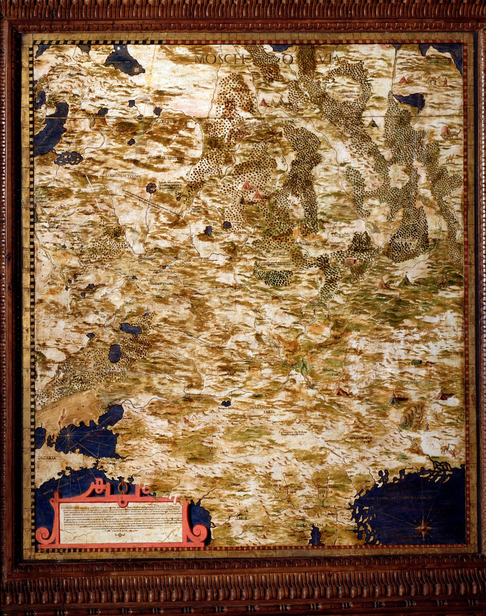 Egnazio Danti（1536-1586）数学家、宇宙学家和意大利建筑师绘制的莫斯科地区地图。1567年左右。佛罗伦萨，韦基奥宫，Mappamondo厅 作者 埃尼亚齐奥·丹蒂（Egnazio Danti）