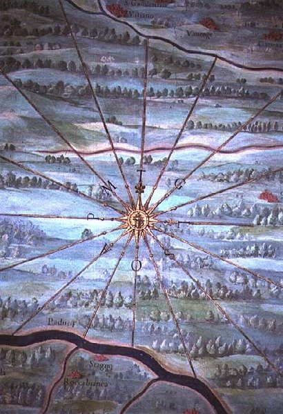 太阳的光芒，"Galleria delle Carte Geografiche "中的细节。 作者 埃尼亚齐奥·丹蒂（Egnazio Danti）
