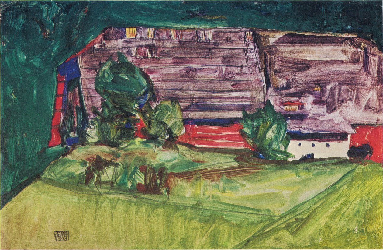 Landscapen的农舍：nn 作者 埃贡·席勒（Egon Schiele）
