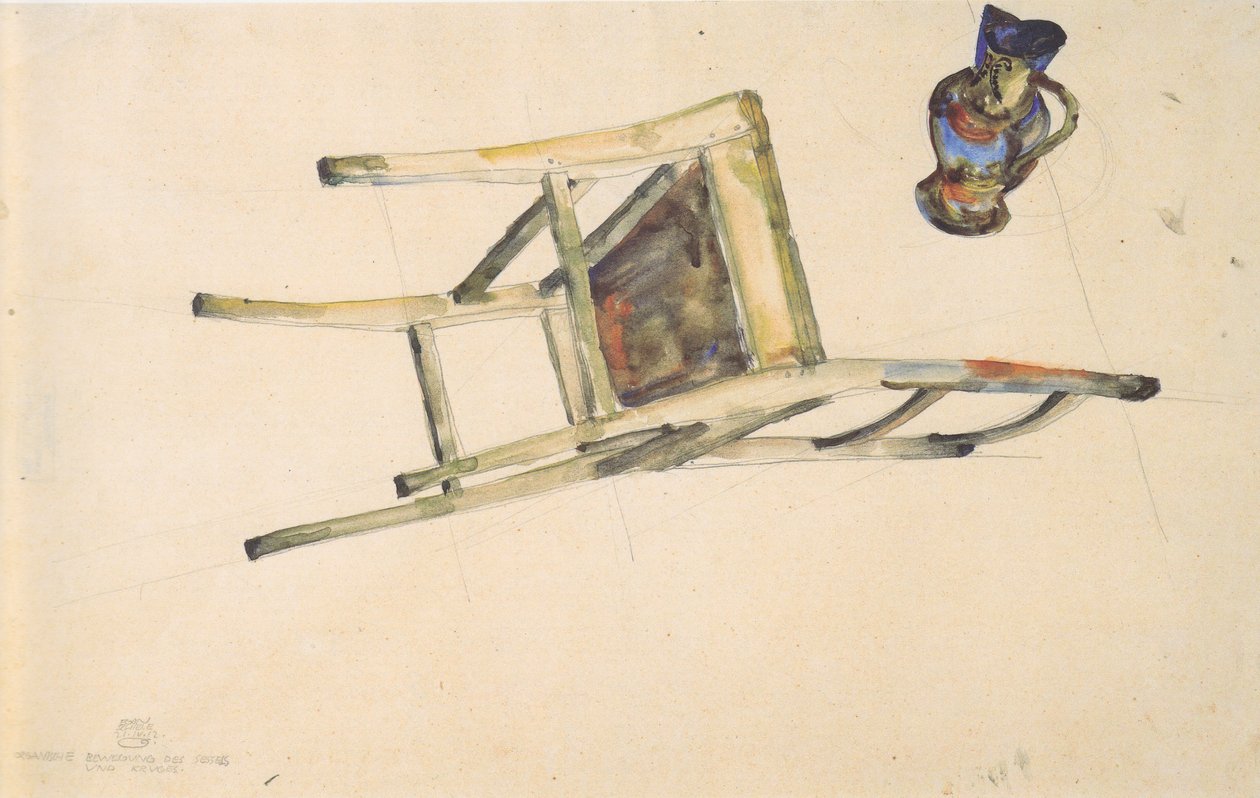 扶手椅子和投手的有机运动 -  21-4-1912 作者 埃贡·席勒（Egon Schiele）