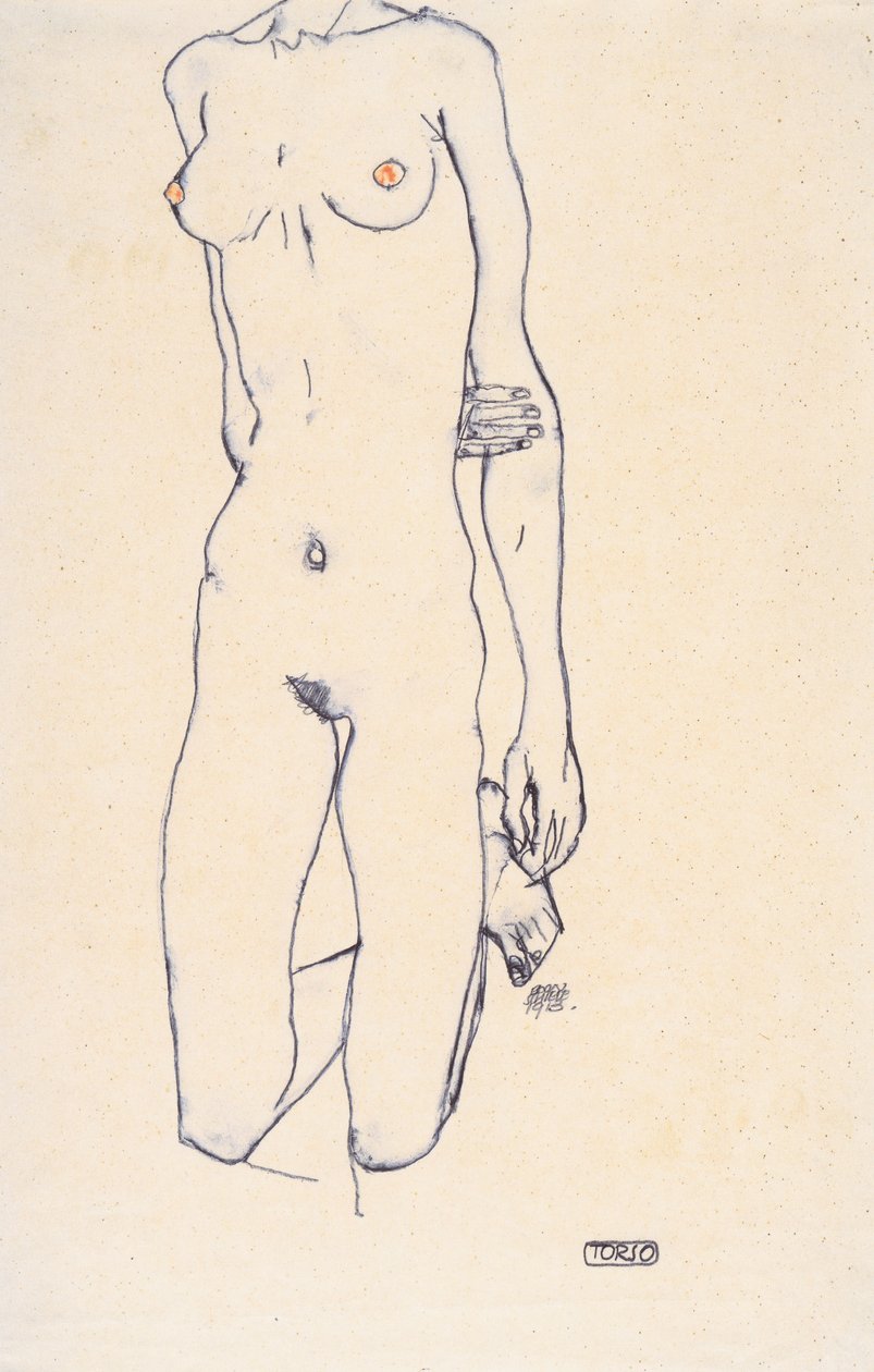一个跪着的女孩的躯干 作者 埃贡·席勒（Egon Schiele）