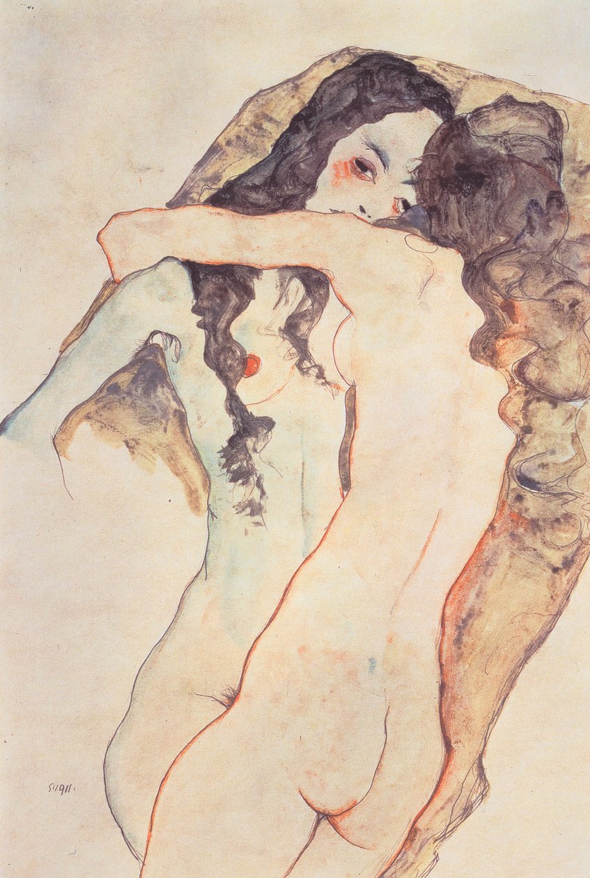 两个拥抱的女人 作者 埃贡·席勒（Egon Schiele）