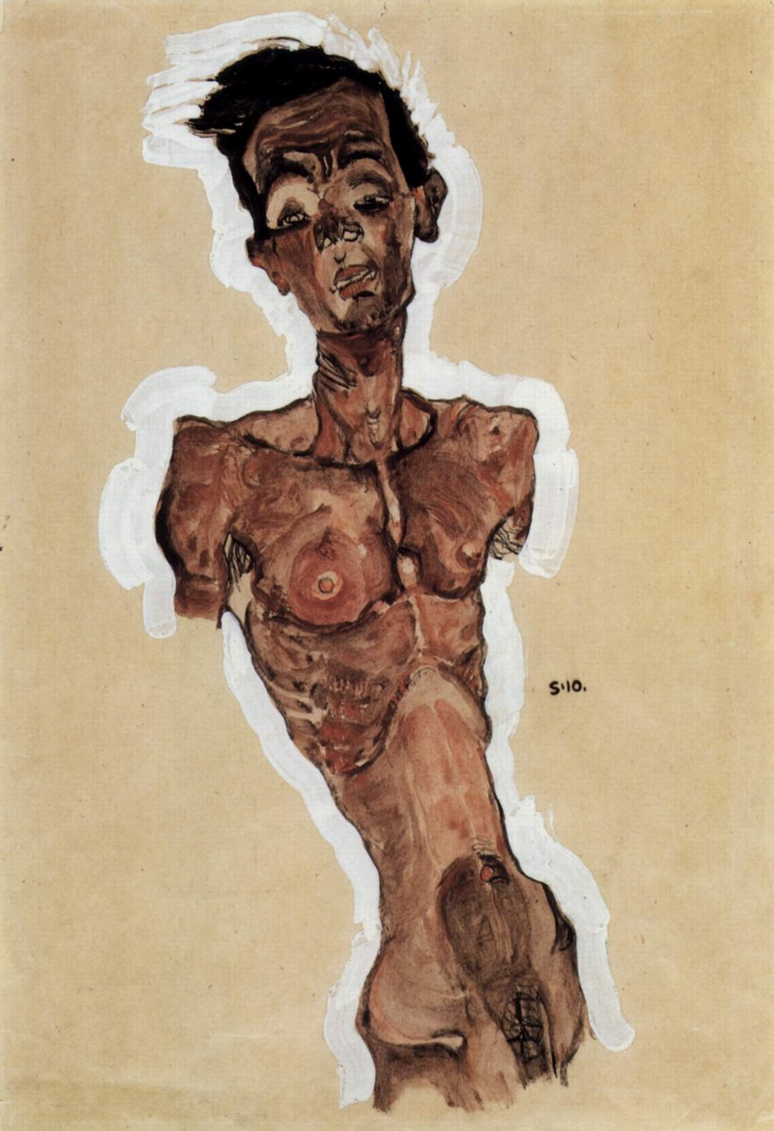 行为，自画像 作者 埃贡·席勒（Egon Schiele）