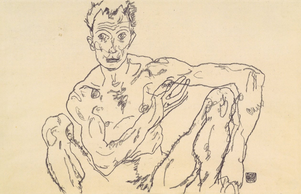 Aktselbstbildnis 作者 埃贡·席勒（Egon Schiele）