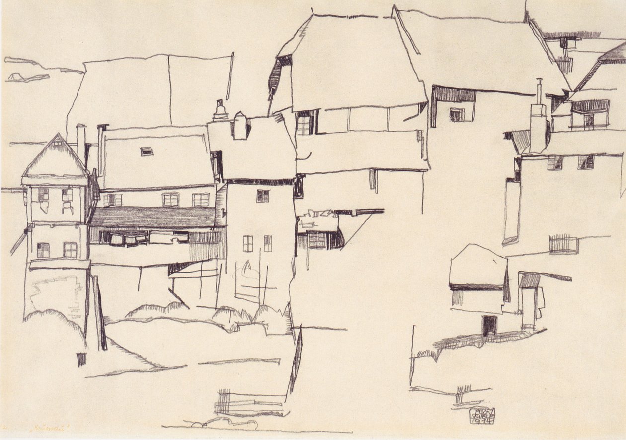 克鲁姆洛夫的老房子 作者 埃贡·席勒（Egon Schiele）