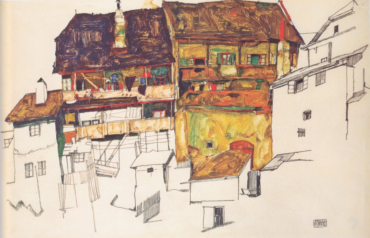 克鲁姆洛夫的老房子 作者 埃贡·席勒（Egon Schiele）
