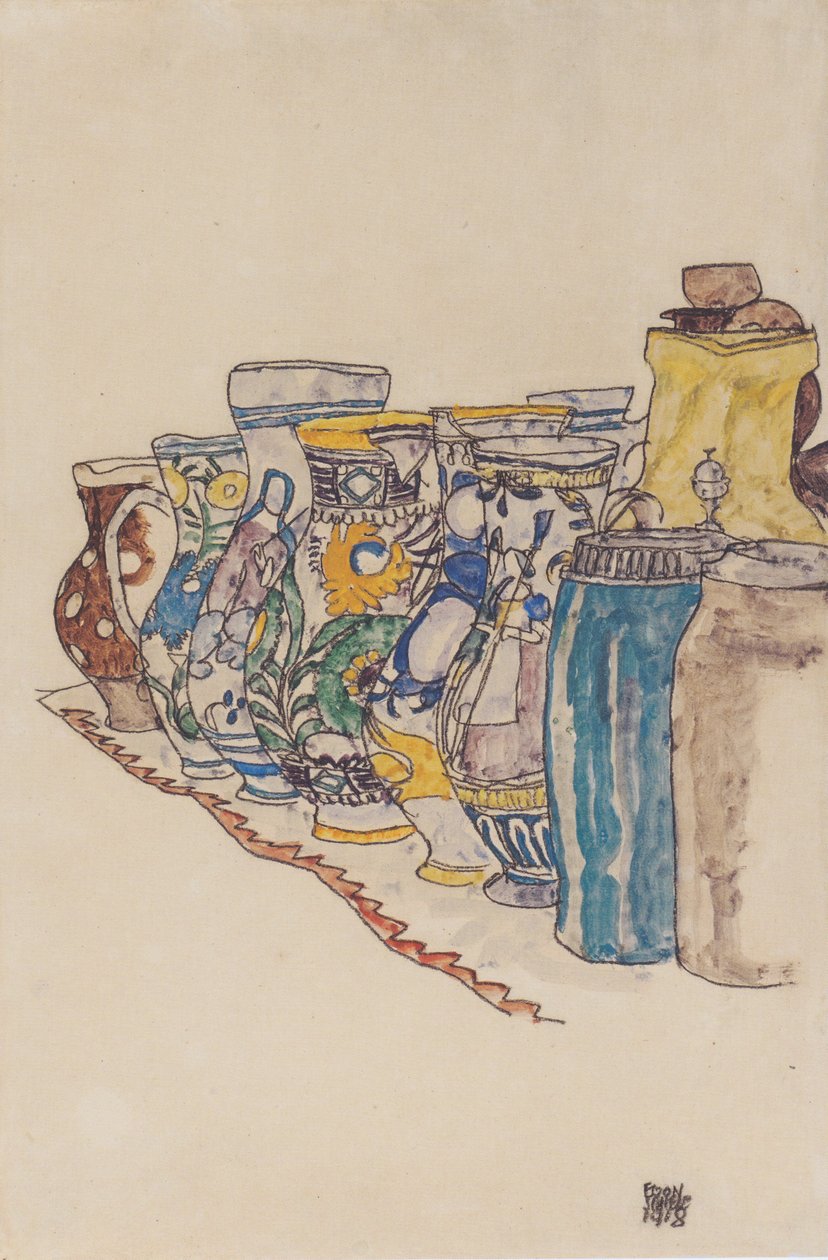 彩绘农民水罐 作者 埃贡·席勒（Egon Schiele）