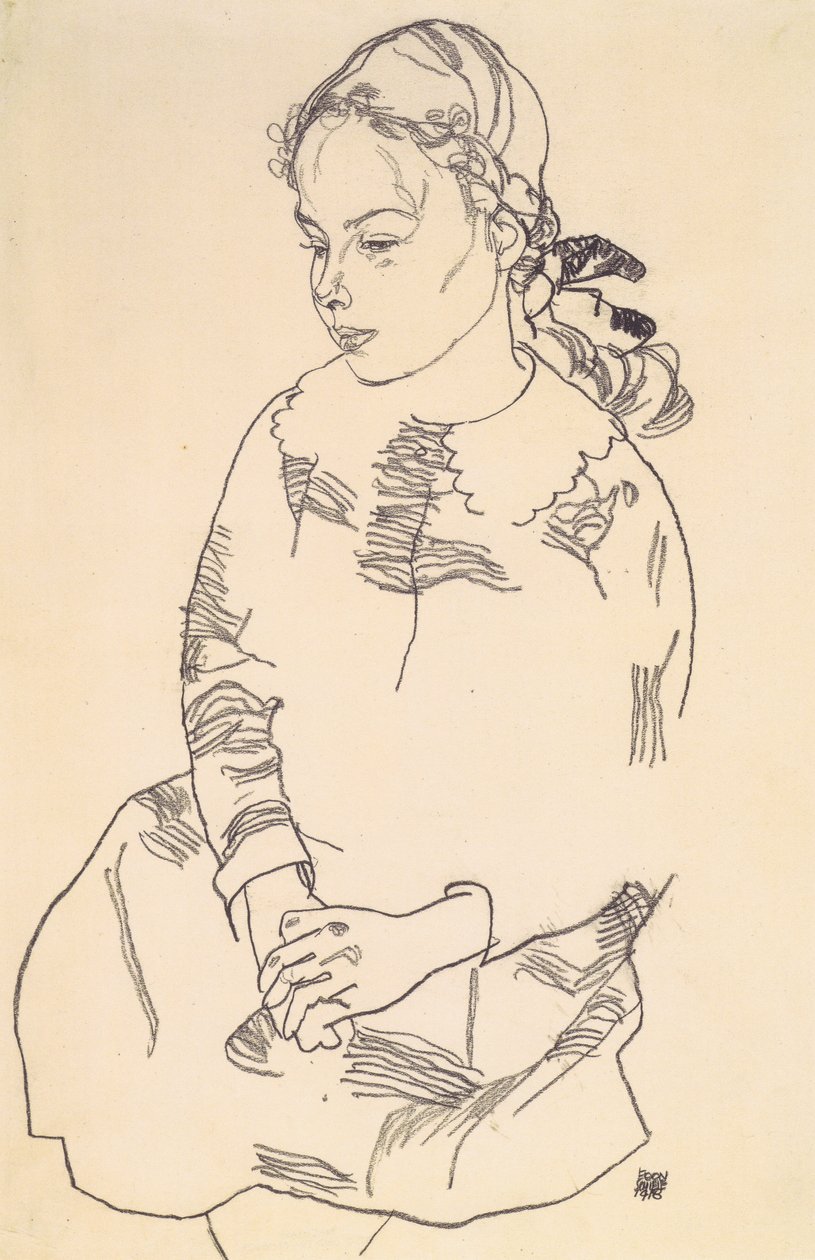 肖像伊娃施泰纳 作者 埃贡·席勒（Egon Schiele）