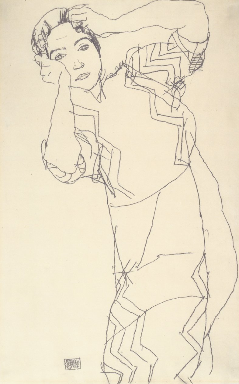 Friederike Maria Beer的肖像研究 作者 埃贡·席勒（Egon Schiele）