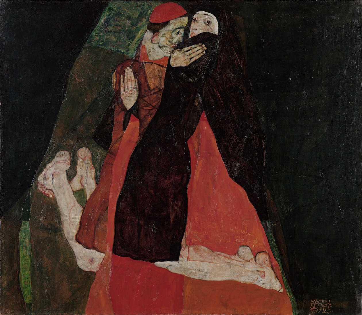红衣主教和修女（爱抚） 作者 埃贡·席勒（Egon Schiele）
