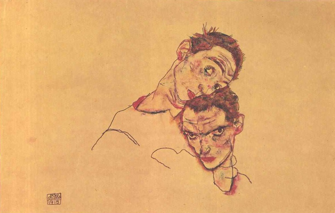 双人自拍 作者 埃贡·席勒（Egon Schiele）