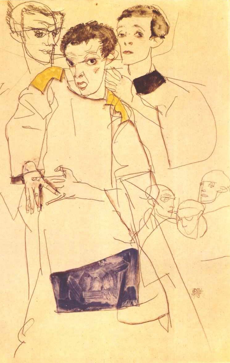三重自画像 作者 埃贡·席勒（Egon Schiele）