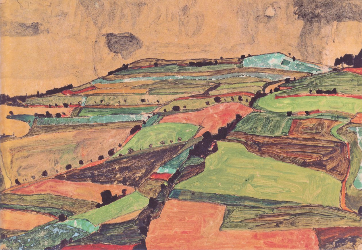 场景观（Kruuzu附近的Kreuzberg） 作者 埃贡·席勒（Egon Schiele）